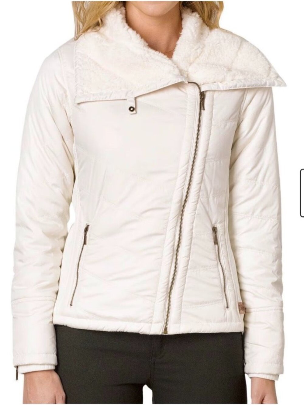 Prana Women's Diva Fleece Quilted White Jacket  Size M